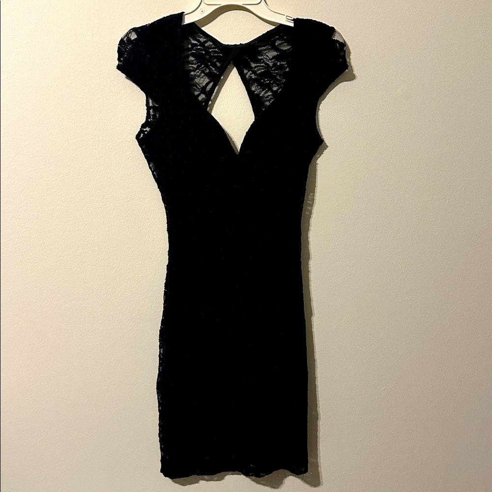 Black Lace Body Con Mini Dress